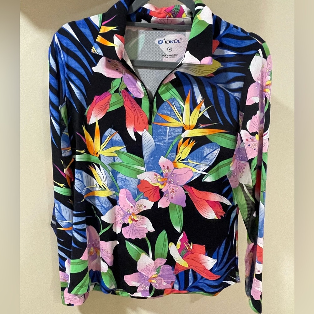 Ladies Ibkul Rio Black Long Sleeve Polo Golf Shirt